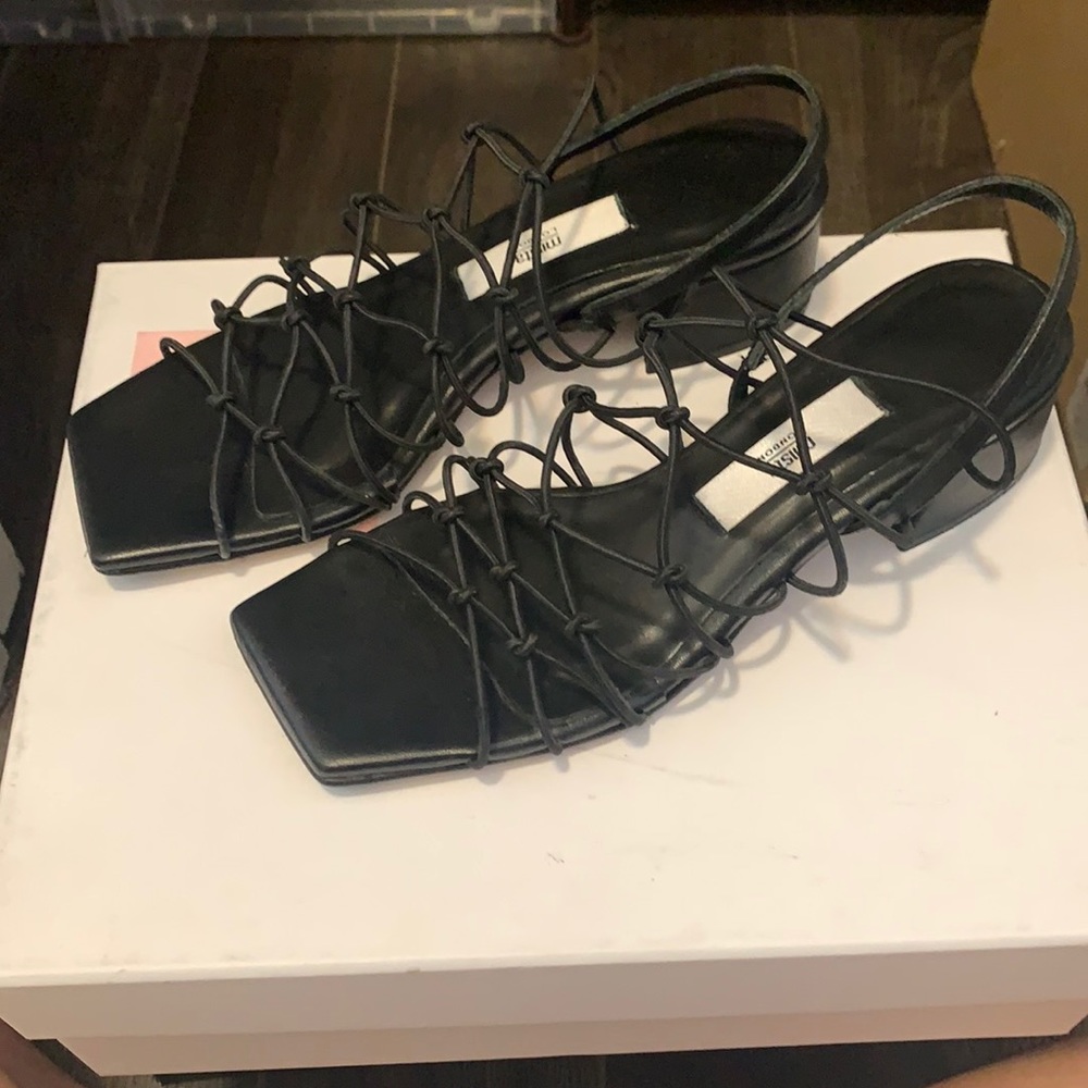 Miista Black Lace-Up Sandals